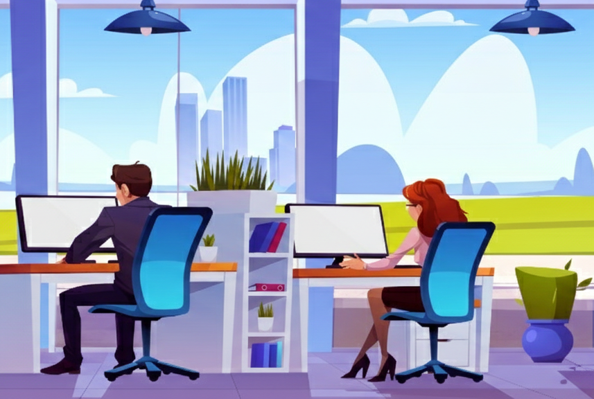 A modern, professional corporate office environment